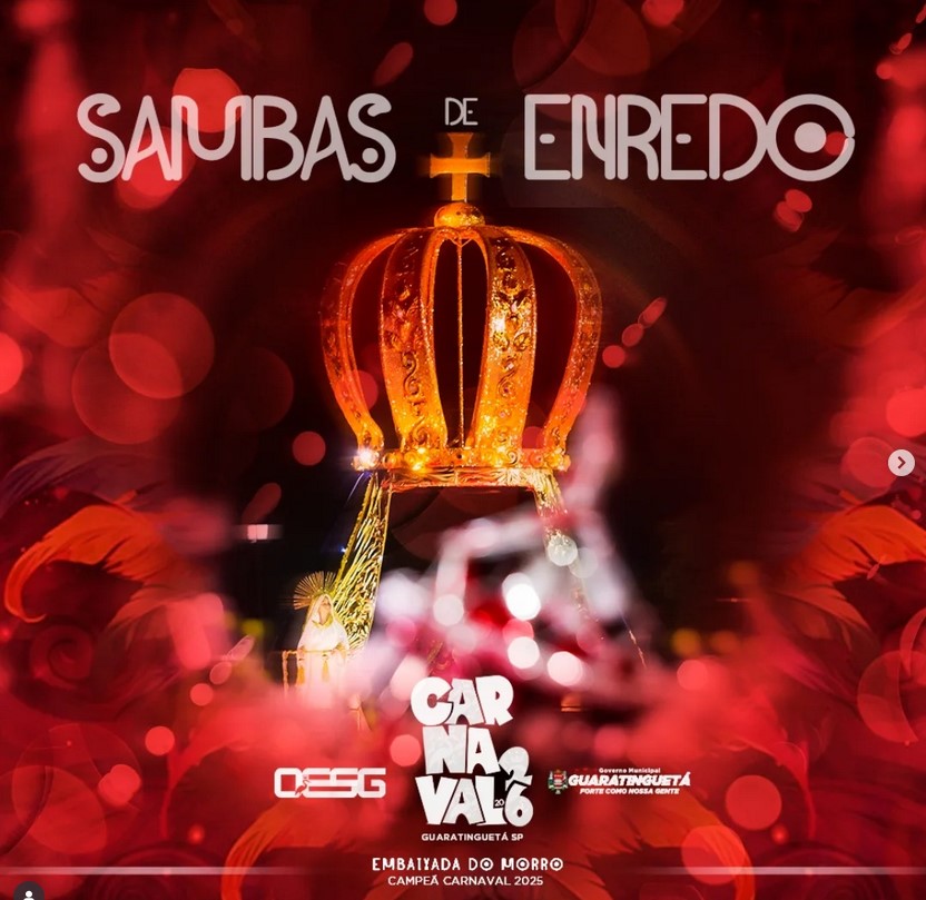 OESG apresenta o encarte oficial do sambas de enredo 2026 das Escolas de Samba de Guaratinguetá SP