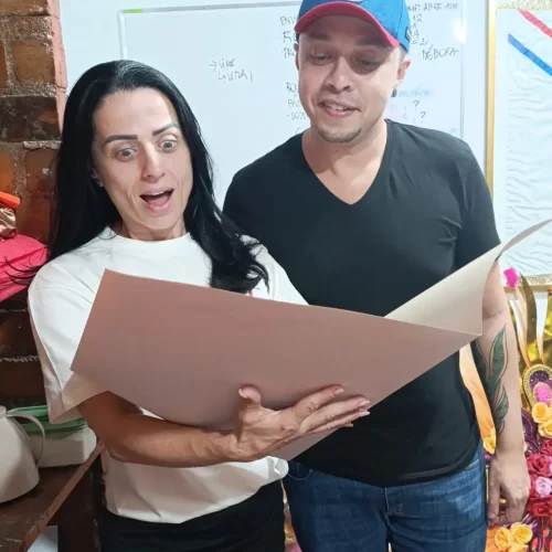 Tatiana Breia e o carnavalesco Marcus